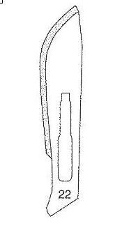 Skalpellklingen, Fig. 22, steril