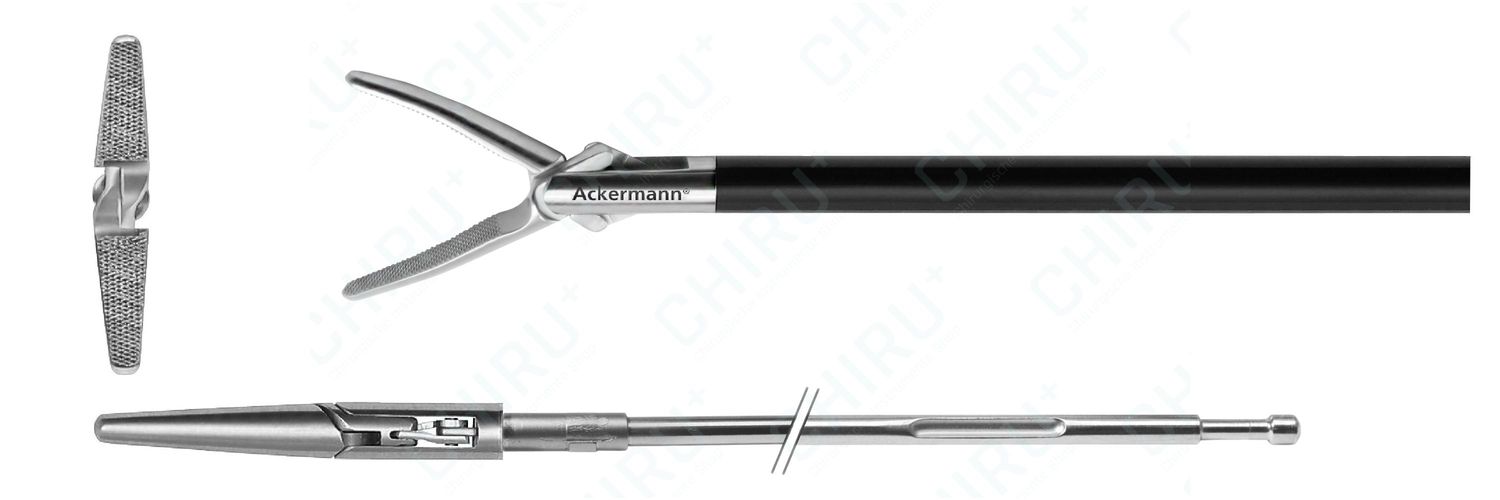 Atraumatischer Greifer, diamantverzahnt, gebogenes Maul, Ø 5 mm, 330 mm, XPress Lock™