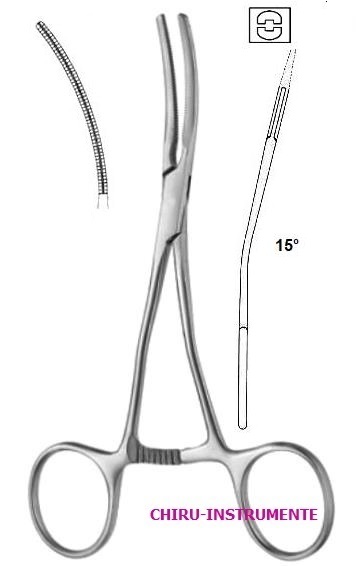 COOLEY ATRAUMA Kindergefäßklemme, 15° abgewinkelt, Fig. 5, Maul 30mm, 14cm