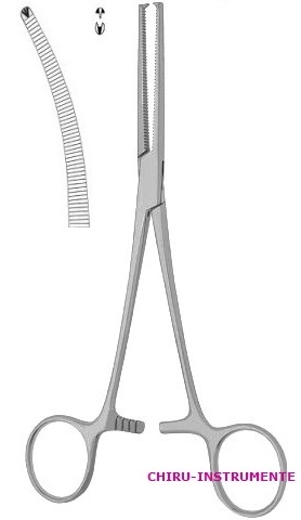 KOCHER Arterienklemme, grazil, gebogen, 1x2 Zähne, 16 cm, grazil