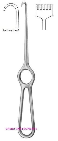 KOCHER retractor, 15 x 30 mm, 22 cm (8 ¼"), 6 prongs, semi-sharp