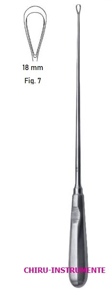 RECAIMER uterine curette, fig. 7, 18 mm, 31 cm (12 ¼"), sharp, solid