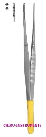 SEMKEN chirurgische Pinzette, 1 x 2 Zähne, 17,5 cm, gerieft, fein, Hartmetall (TC)