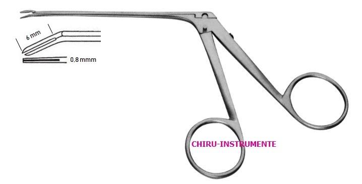 MC GEE wire closure forceps, straight jaw 1.8 x 0.8 x 5.0 mm, angled down, 80 mm working lenght