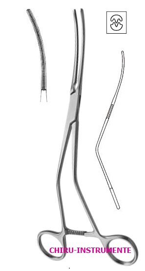 WYLIE Atraumatische Gefäßklemme, gebogenes Maul, 70mm, 24cm