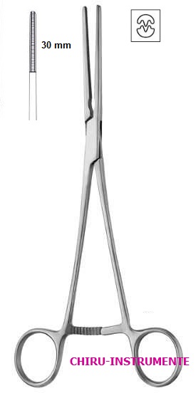 POTTS Atrauma-Coarctationsklemme, gerade, Maul halb gerieft 30/60mm, 21cm