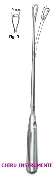 SIMS Uteruskürette, Fig. 3, 9 mm, 31 cm, stumpf, biegsam