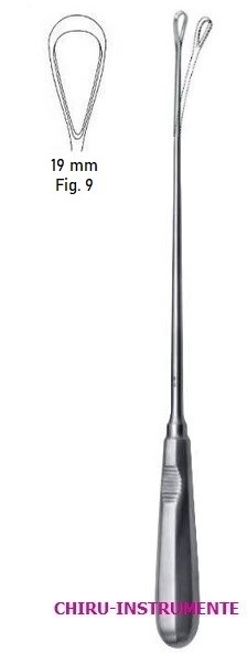 RECAIMER uterine curette, fig. 9, 19 mm, 31 cm (12 ¼"), sharp, malleable