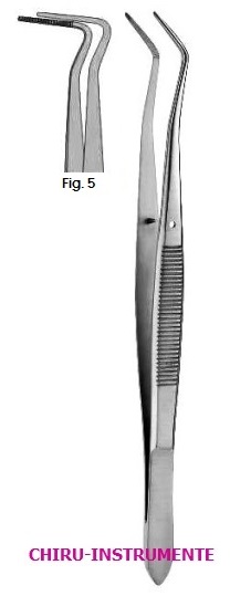MERIAM dental tweezers, fig. 5, 16 cm (6 ¼"), serrated