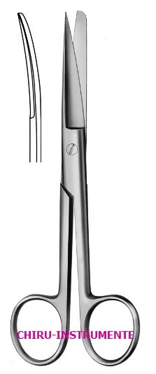 Chirurgische Schere, gebogen, sp./st., 13 cm, für Linkshänder