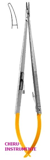 HARTMETALL (TC) CASTROVIEJO Nadelhalter, mit Sperre, glatt, gebogen, 14cm