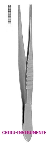Anatomische Pinzette, 14,5 cm, gerieft, USA Modell