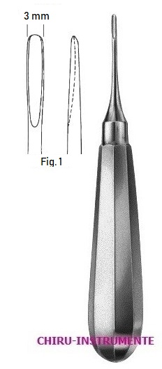 FLOHR root elevator, fig. 1, 3 mm, 15 cm (6")
