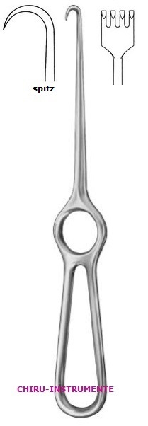 KOCHER Wundhaken, 4 Zähne, 15 x 20 mm, 22 cm, spitz