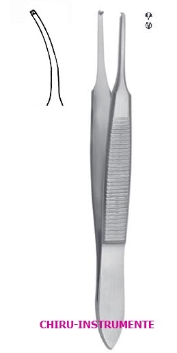 GRAEFE IRISPINZETTE, gebogen 1x2 Zähne, 1mm, 7cm