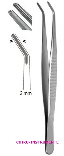 DEBAKEY-ATRAUMA forceps, 2 mm,  20 cm (8"), angled, serrated