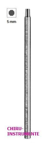Mundspiegel Griff, gerändelt, Ø 5mm, achtkant, poliert, 12cm