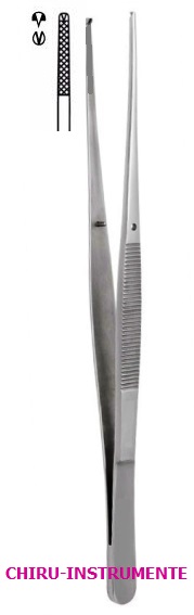 WAUGH chirurgische Pinzette, 1 x 2 Zähne, 25 cm, gerieft