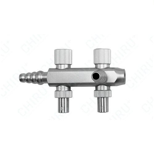 Saug-Spül-Handgriff mit 2 Trompeten und Schlauchanschluss, Ø 5 mm Saug-Spül-Handgriff mit 2 Trompeten und Schlauchanschluss, Ø 5 mm