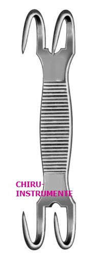 Muscle Hook, 2 x 2 teeth, 10.5 cm, (4 ¼"), sharp, double-ended