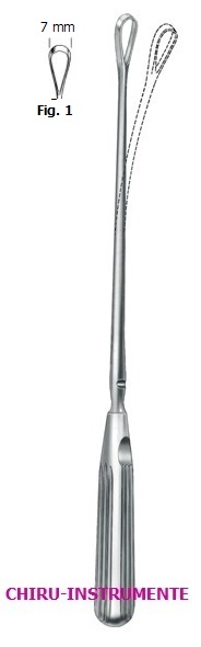 SIMS Uteruskürette, Fig. 1, 7 mm, 31 cm, scharf, biegsam