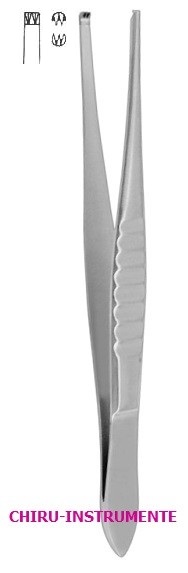 Tissue forceps, 2 x 3 teeth,  14.5 cm (5 ½"), smooth, USA model