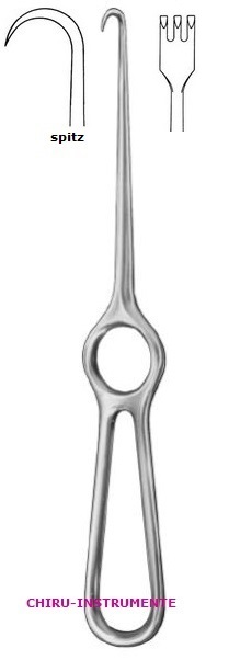 KOCHER retractor, 22 cm (8 ¼"), 3 prongs, sharp