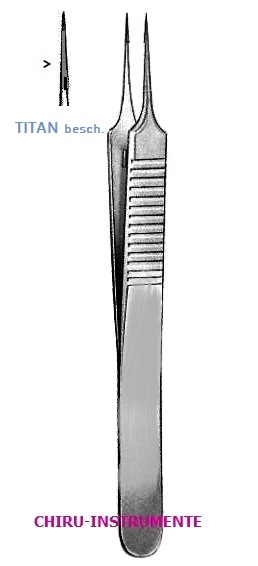 MOD. TÜBINGEN Iris Pinzette, N°1, mit Titan Fadenplatte, 10cm