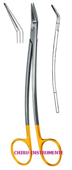 DEAN tonsil scissors, angled, 17 cm (6 ¾"), Tungsten Carbide (TC), 1 blade serrated