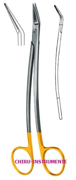 DEAN Tonsillenschere, abgewinkelt, 17 cm, Hartmetall (TC), ein Blatt gezahnt