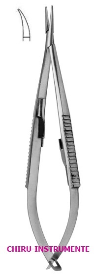 CASTROVIEJO Nadelhalter,gebogen, glatt, mit Sperre, 14 cm  CASTROVIEJO Nadelhalter,gebogen, glatt, mit Sperre, 14 cm