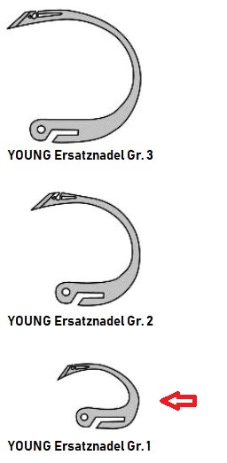 YOUNG boomerang spare needle, no. 1