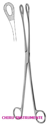 KELLY uterine polypus forceps, 32 cm (12 ½"), curved with serrated ends KELLY uterine polypus forceps, 32 cm (12 ½"), curved with serrated ends