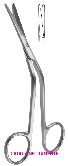 FOMON nasal scissors, strongly curved, bl/bl, 14 cm (5 ½")