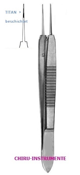 TÜBINGEN Fadenpinzette, mit Titan Fadenplatte, spitz, 10cm