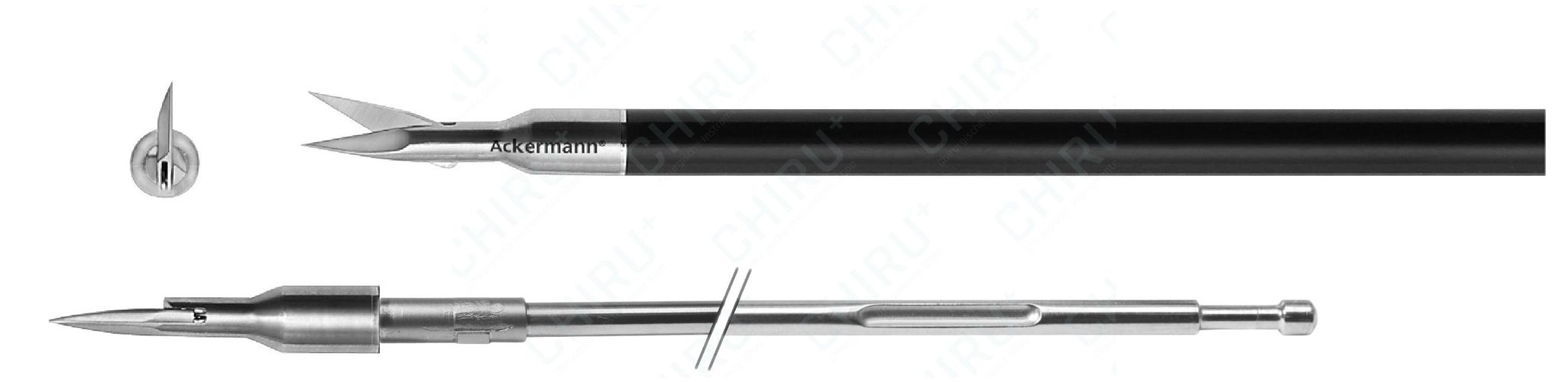 Micro scissors, straight, Ø 5.0 mm, 330 mm, Xpress Lock™