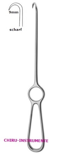 VOLKMANN retractor, 21.5 cm (8 ¼"), 1 prong, sharp
