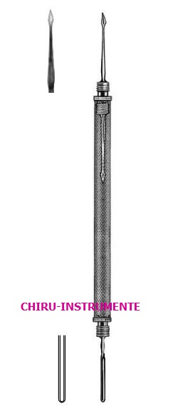 DIX-DOPPELINSTRUMENT, umschraubbar mit Nadel und Hohlmeissel, 13cm