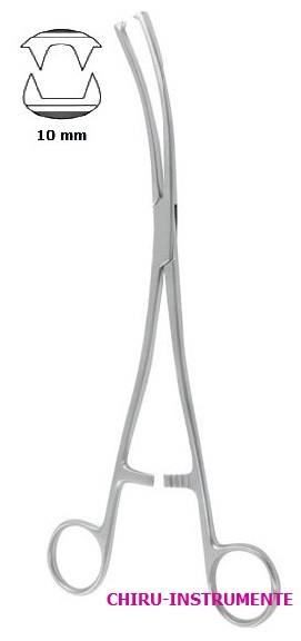 MUSEUX hook forceps, 2 x 2 teeth, 10 mm, 24 cm (9.4"), curved