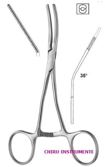 COOLEY ATRAUMA Kindergefäßklemme, 35° abgewinkelt, Fig. 3, Maul 30mm, 14cm
