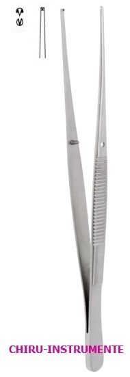 SEMKEN tissue forceps, 1 x 2 teeth,  14.5 cm (5 ½"), straight, smooth, fine