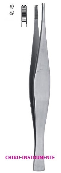 FERRIS-SMITH chirurgische Pinzette, 2 x 3 Zähne, 18 cm, gerieft
