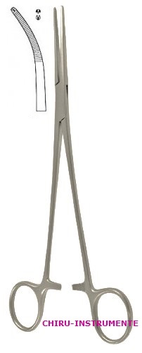 TOENNIS vascular clamp, 1 x 2 teeth, 26 cm (10.2"), curved