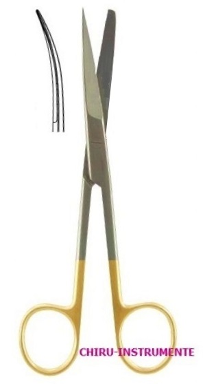 DEAVER Schere, gebogen, sp./st., 14 cm, Hartmetall (TC)