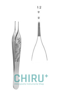 ADSON chirurgische Pinzette, 1 x 2 Zähne, 12 cm, glatt, fein, mit Griffmulde