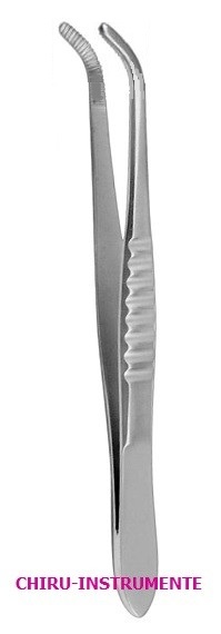 Anatomische Pinzette, 15 cm, gebogen, gerieft, USA Modell  Anatomische Pinzette, 15 cm, gebogen, gerieft, USA Modell