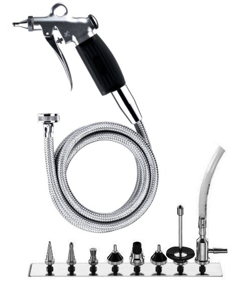 DINA-Reinigungspistole, Profiset, 1,5m Edelstahlschlauch, und 8 Vors DINA-Reinigungspistole, Profiset, 1,5m Edelstahlschlauch, und 8 Vors