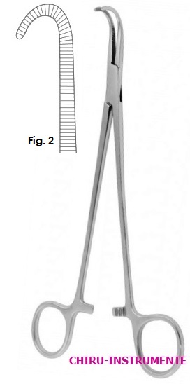 NEGUS Tonsillen Klemme, Fig. 2, stark gebogen, 22cm