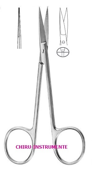 Irisschere,gerade, sp./sp., 9 cm, runder Schaft Irisschere,gerade, sp./sp., 9 cm, runder Schaft