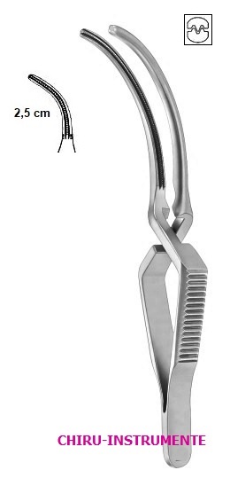 DEBAKEY atrauma-bulldog clamps, curved, 7.5 cm (3")